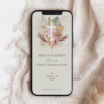 Digital Baby Baptism Invitation - Floral - Baby Christening E-Invite