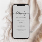 Let's Party Invitation Template - Minimalist Party Text Message E-Invite