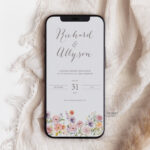 Floral Wedding Invitation Template - Editable Wildflower Meadows Wedding Invite - Text Message E-Invite